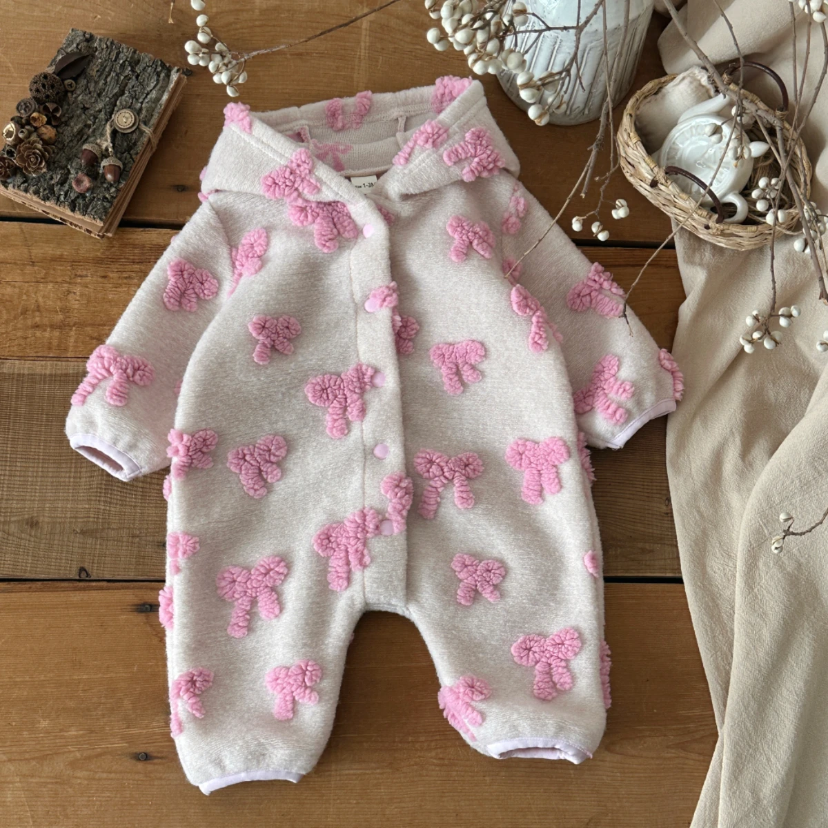 Newborn Baby Girl Romper Floral - Tutina con cappuccio per bambine, con