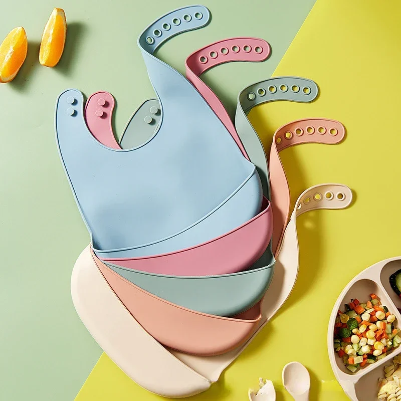 Waterproof Baby Bibs Silicone - 1 bavaglino in silicone monocolore per